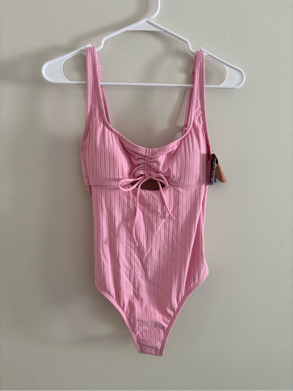 New Shade & Shore Pink Ribbed Cheeky One-Piece Swimsuit Size XS